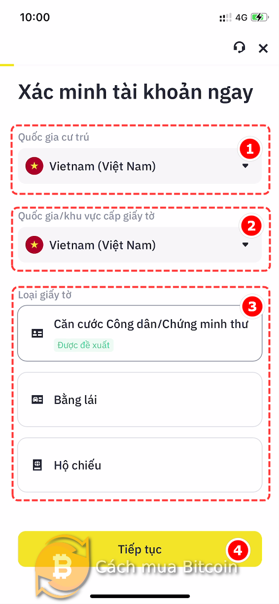Chọn loại giấy tờ phù hợp để xác minh